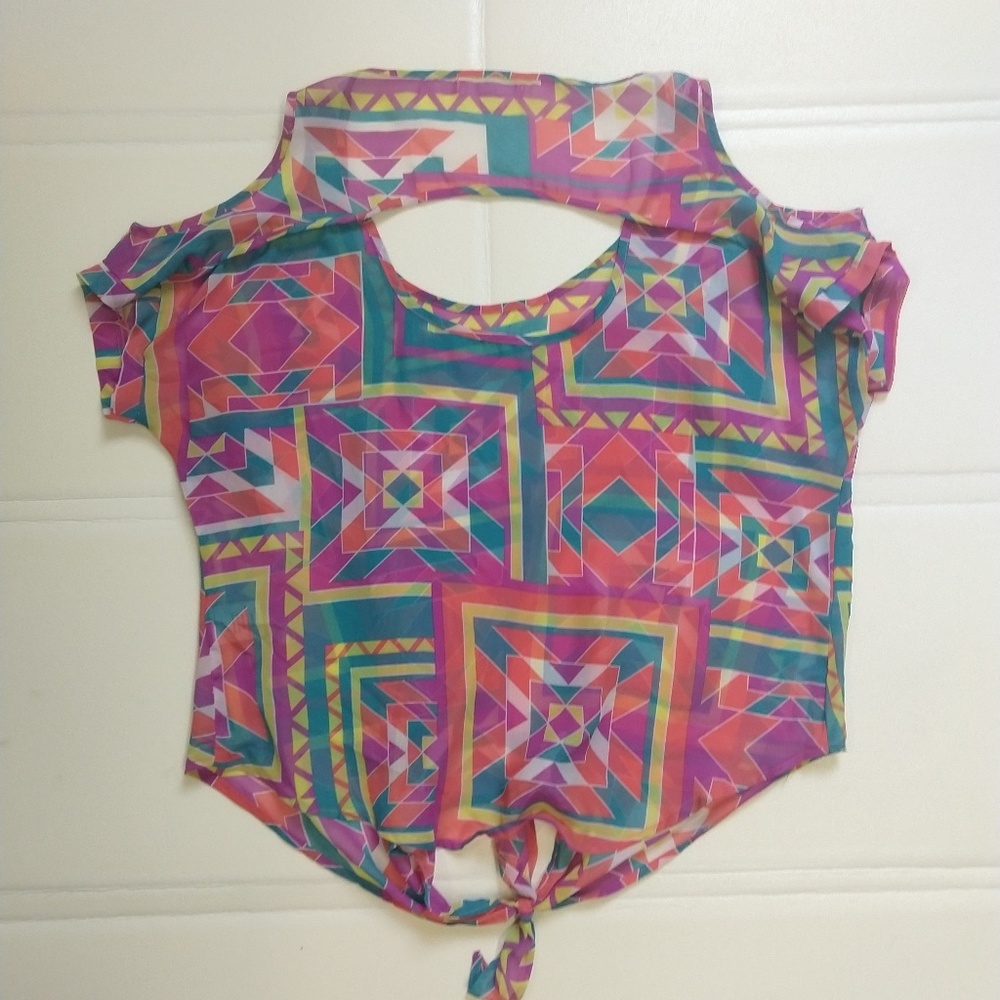 Love, Fire Cold Shoulder Sheer Top - Picture 7 of 8